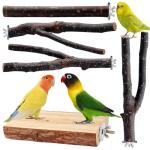 Multi-Branch Wooden Perch Toy for Small Birds