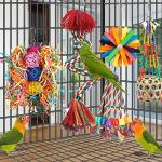 Colorful Bird Rope Perch with Bell and Toys