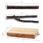 Multi-Branch Wooden Perch Toy for Small Birds