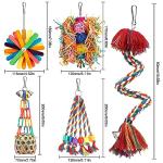 Colorful Bird Rope Perch with Bell and Toys