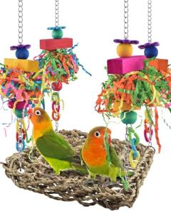 Colorful Bird Grass Swing Mat and Climbing Hammock