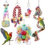 Parakeet Bird Toys with Rope Perch and Chew Fun