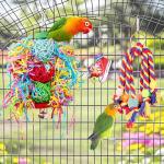 Parakeet Bird Toys with Rope Perch and Chew Fun