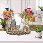 Colorful Bird Grass Swing Mat and Climbing Hammock