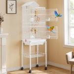 Large Metal Bird Cage with Rolling Stand and Accessories