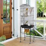 64-Inch Open Top Bird Cage with Rolling Stand