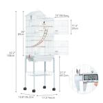 Large Metal Bird Cage with Rolling Stand and Accessories