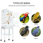 Large Metal Bird Cage with Rolling Stand and Accessories