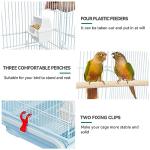Large Metal Bird Cage with Rolling Stand and Accessories
