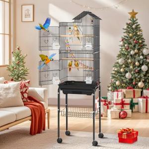 Spacious 62-Inch Metal Bird Cage with Stand