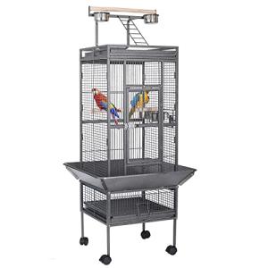 Large Wrought Iron Bird Flight Cage on Wheels