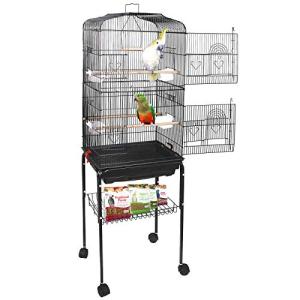 Large Rolling Bird Cage with Stand and Storage