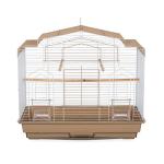 Brown and White Barn Style Bird Cage