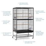 Wrought Iron Flight Cage with Stand for Birds