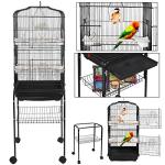 Large Rolling Bird Cage with Stand and Storage