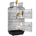 Yaheetech Black Metal Bird Cage with Play Top