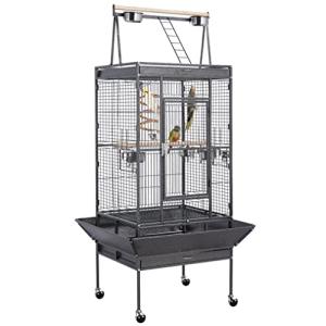 Large Metal Bird Cage with Play Top and Wheels