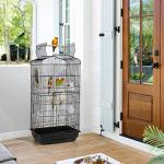Yaheetech Black Metal Bird Cage with Play Top