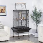 Large Metal Bird Cage with Play Top and Wheels