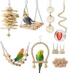 18-Piece Bird Toy Set with Swings and Perches