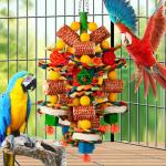 Colorful Natural Bird Chew Toys for Large Parrots