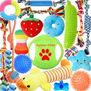 25 Pack Puppy Chew Toys with Squeakers and Rope