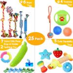 25 Pack Puppy Chew Toys with Squeakers and Rope