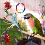 16 PCS Parrot Toys with Bells and Swing