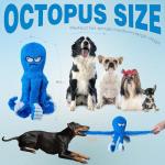 Tough Interactive Blue Octopus Dog Chew Toy