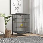 PawHut Small Bird Cage on Rolling Stand - Grey