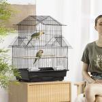 PawHut Metal Bird Cage with Swing Perch