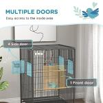 PawHut Small Bird Cage on Rolling Stand - Grey