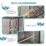 PawHut Small Bird Cage on Rolling Stand - Grey