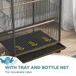 PawHut Small Bird Cage on Rolling Stand - Grey