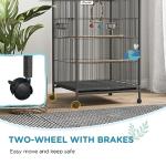 PawHut Small Bird Cage on Rolling Stand - Grey