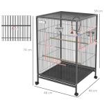 PawHut Small Bird Cage on Rolling Stand - Grey