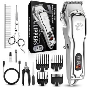 Cordless Dog Grooming Clippers with LED Display