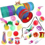 22-Piece Interactive Cat Toy Set with Tunnel
