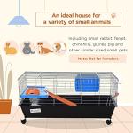 PawHut Small Animal Cage with Wheels and Accessories