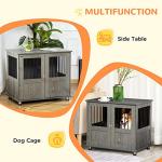 PawHut Grey Dog Crate Furniture End Table