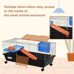 PawHut Small Animal Cage with Wheels and Accessories