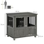 PawHut Grey Dog Crate Furniture End Table