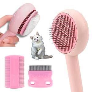 Cat Brush and Flea Combs Set for Grooming