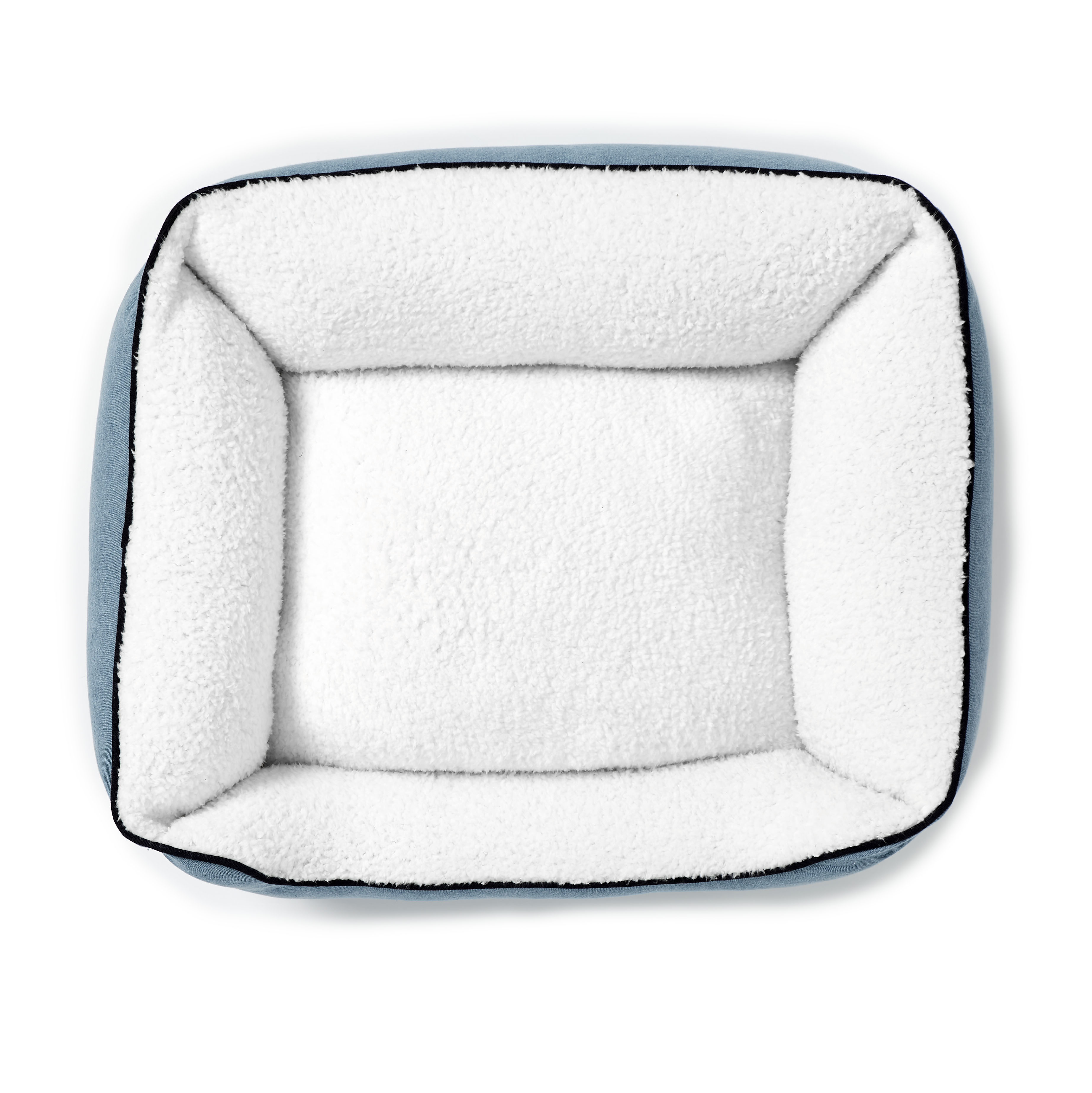 Light Blue Denim Pet Bed with Sherpa Inner