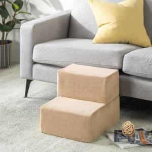 Zinus Beige 2-Step Pet Stairs for Small Dogs
