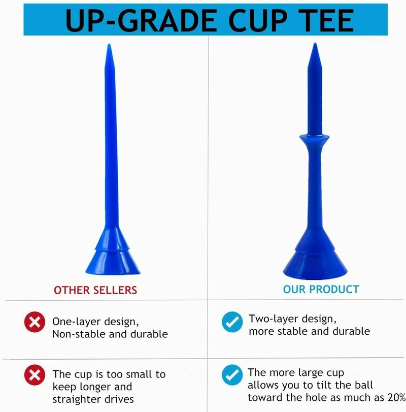 60 Golf Tees - 3.25 Inch Durable Plastic Tee