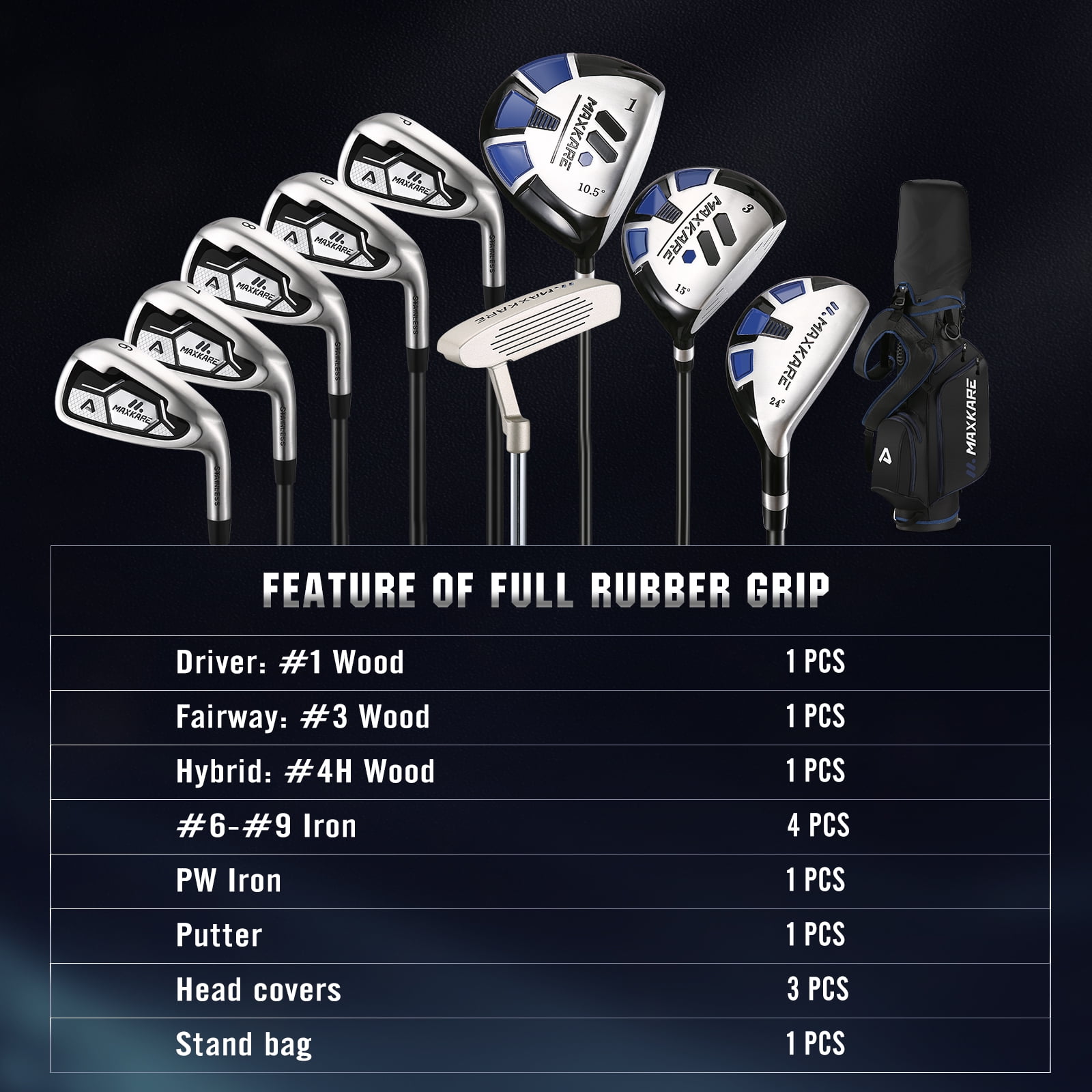 13-Piece Golf Club Set with Stand Bag