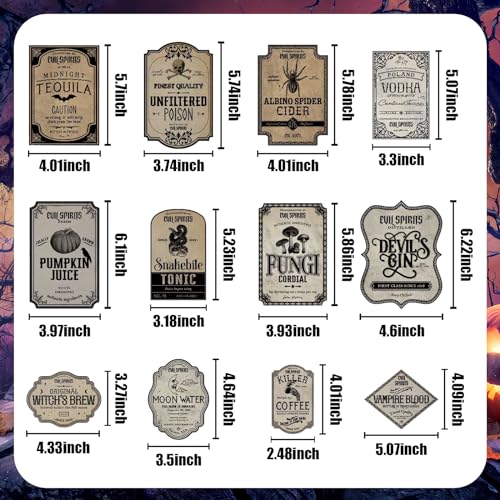 36 Vintage Halloween Bottle Labels Set