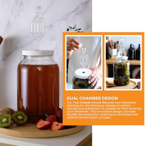 Twin Bubble Airlock & Carboy Bung Set