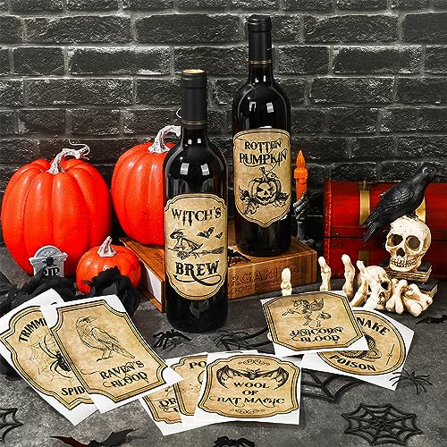 Vintage Halloween Wine Bottle Labels - 54 Pack
